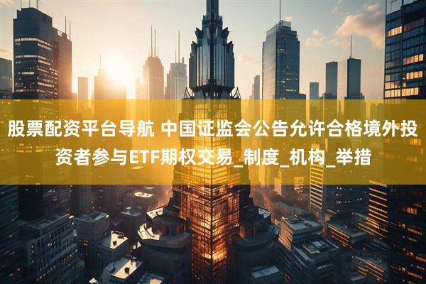 股票配资平台导航 中国证监会公告允许合格境外投资者参与ETF期权交易_制度_机构_举措